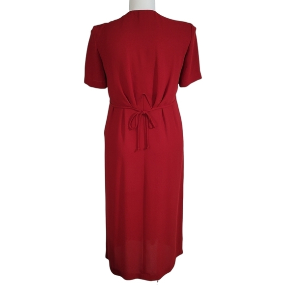 Liz Claiborne Vintage 80s Red Button Pleated Dress - Picture 4 of 8